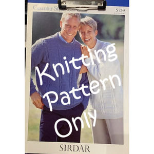 New Sirdar 5759 Country Style His Hers Pullover Double Knitting Sweater Pattern